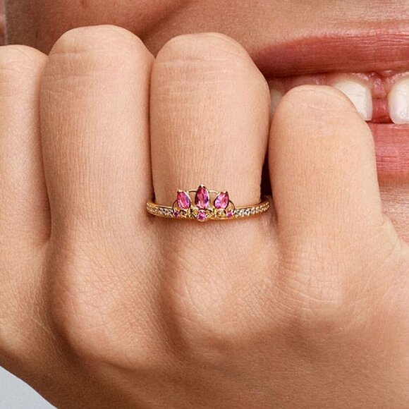 Women's Disney Princess Rapunzel Tiara Ring 14k Gold Plating Rapunzel's Courage - Picture 3 of 4